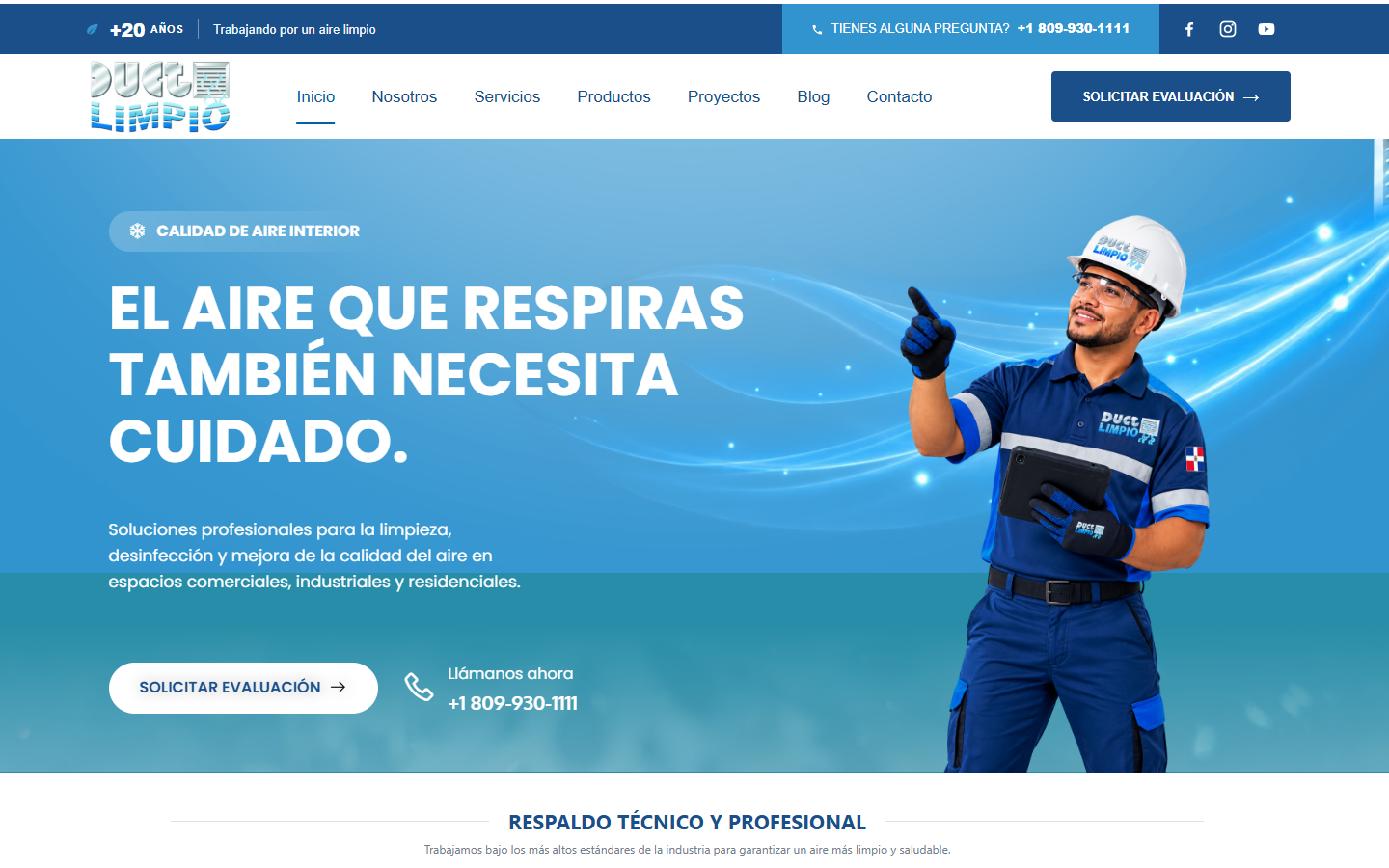 Página web de Ducto Limpio